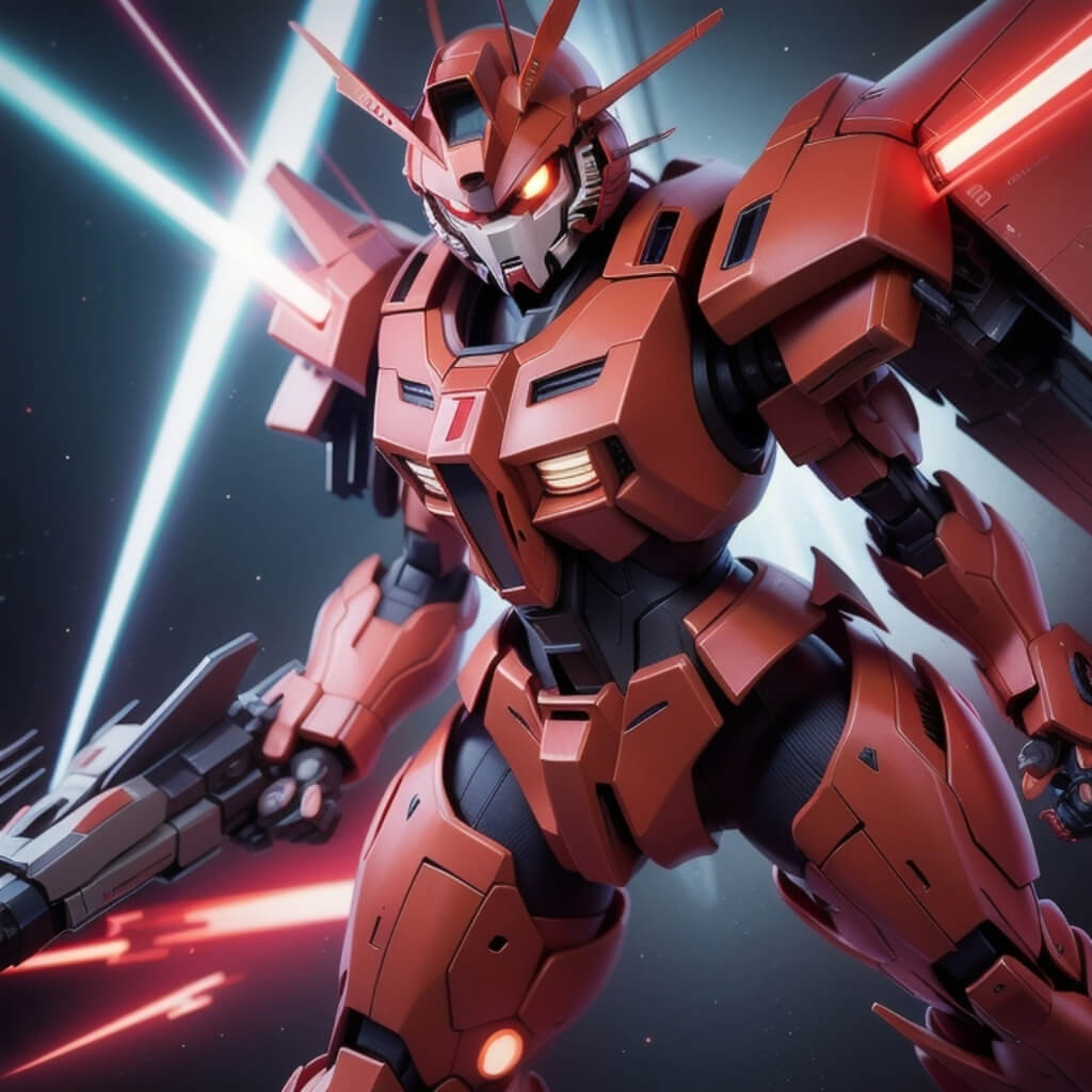 Red Gundam AI Cartoon CG Art